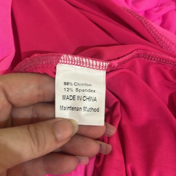 NWT Anrabess Hot Pink Off Shoulder Balloon Sleeve Bodycon Mini Dress Size XL - Picture 6 of 7